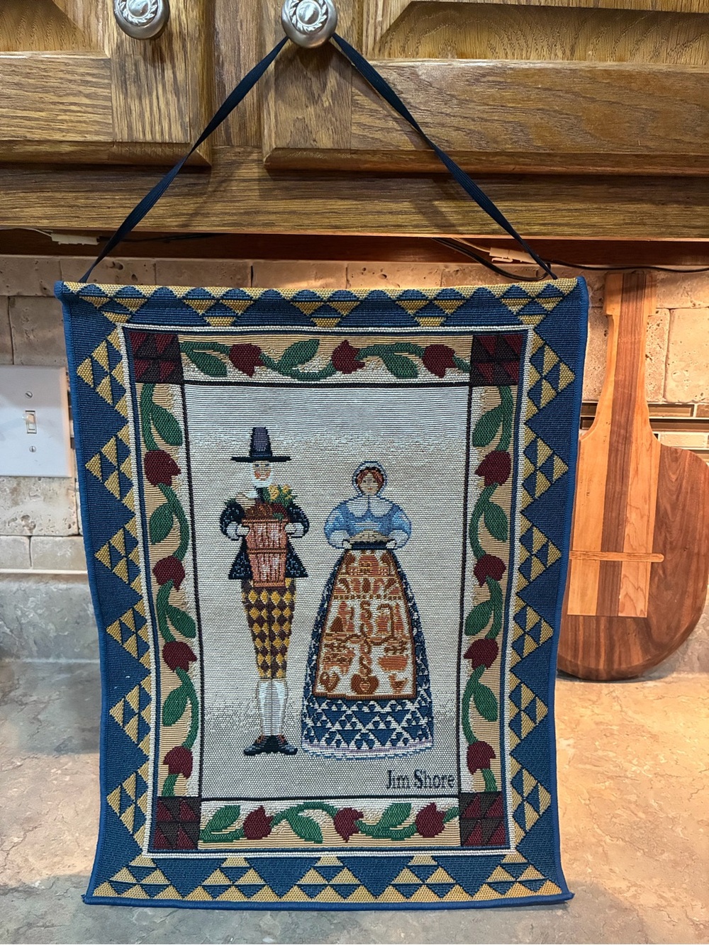 Egyptian Textile Wall Hanging Blue & Gold